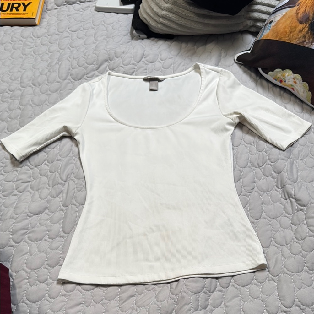 H&M White Fitted Top